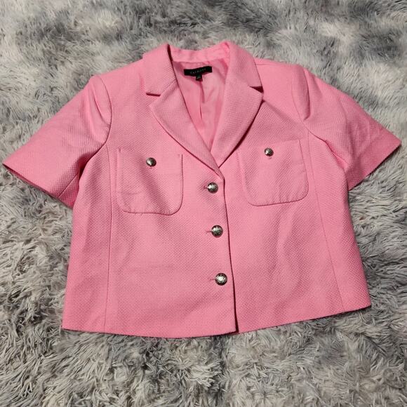 Talbots Jackets & Blazers - Talbots Womens Pink Tweed Short Sleeve Blazer Jacket 10 Barbiecore Feminine Work